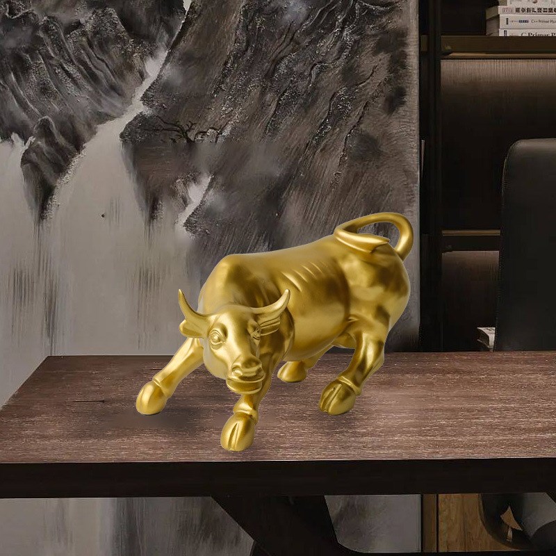 欧式轻奢华尔街旺市牛树脂摆件家C居客厅酒柜办公室牛转乾坤装饰