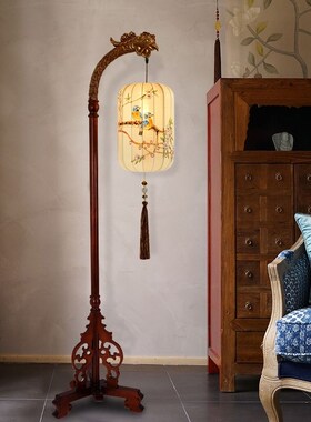 新中式落地灯禅意仿古典中国风卧室书房床头灯客厅实木立式落地灯