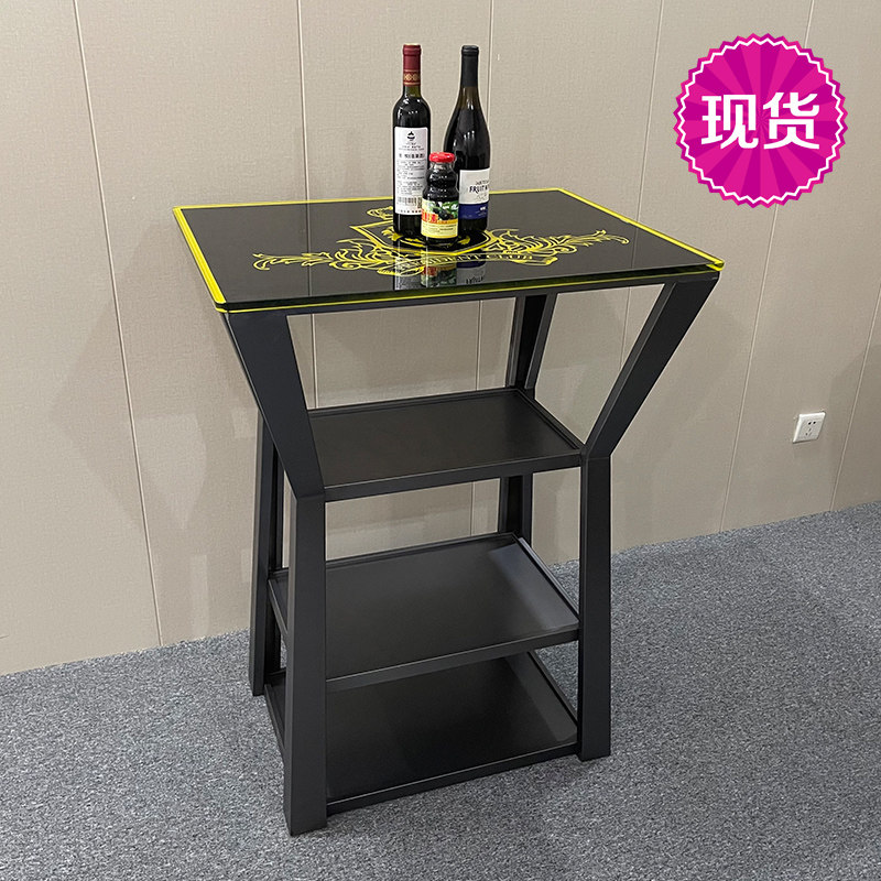 现货不锈钢酒吧吧台简约桌子商用工业风桌椅轻奢黑钛酒吧散台定制