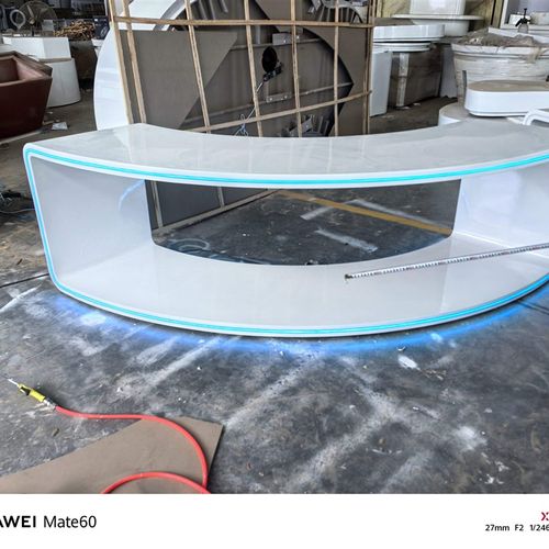 弧形烤漆会议桌椭圆形洽谈桌接待台异型办公桌会议室大圆桌子