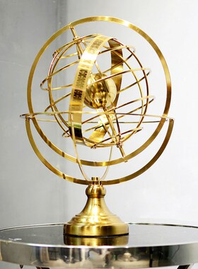 现代轻奢金属浑天仪地球仪摆件客厅玄关样板间酒柜时钟装饰品摆件