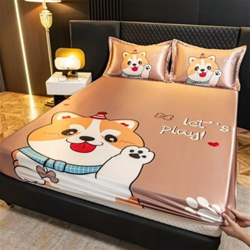 夏季可水洗卡通冰丝床笠单件床垫防尘保护套双人床套床罩180*200