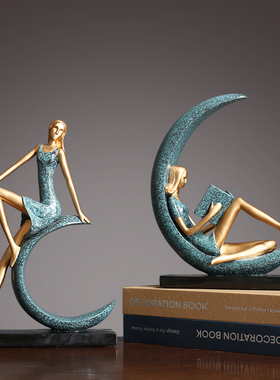 创意艺术摆件少女桌面装饰工艺品美式家居客厅书柜电视柜摆设套装