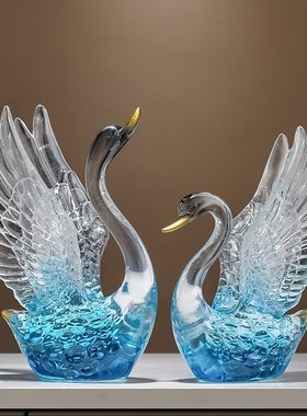天鹅摆件轻奢高档客厅玄关电视柜茶几装饰品乔迁新居礼品结婚礼物