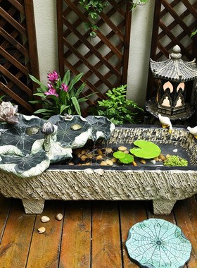 喷泉循环流水阳台庭院花园布置鱼缸鱼池假山造景摆件小院景观户外