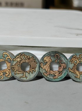 仿青铜开元通宝收藏款雕刻山鬼花钱四兽吊坠男女款饰品挂件