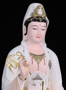 观音菩萨南海家用供奉树脂彩瓷色观音高端佛像普陀山观音慈航观音