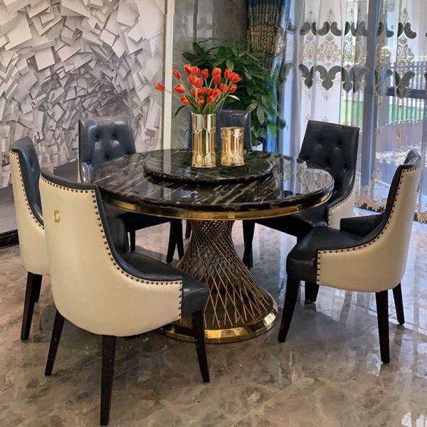 新款大理石圆形餐桌带转盘轻奢高端现代简约欧式家用圆桌吃饭桌子,住宅家具,大理石餐桌,淘宝优惠券,粉丝福利购,淘宝优惠卷