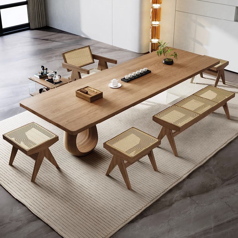 诧寂风实木家g用客厅茶桌椅组合洽谈桌办公室会客简约工作台办公