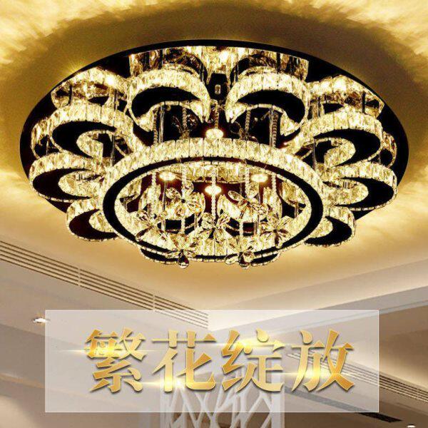 水晶灯客厅圆形灯具简约现代吸顶灯大气家用遥.控变色卧室餐厅灯.