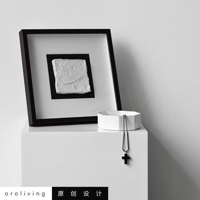 浮雕装饰画立体挂画北欧风格现代壁画极简抽象黑白灰设计师2023年