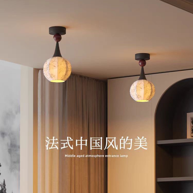 法式中古繁花布艺小吸顶灯