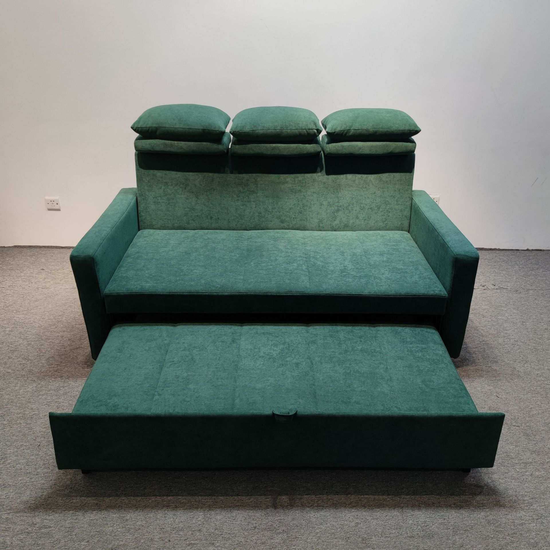 现代简约深绿色绒布沙发小户型客厅卧室可调节头枕折叠功能沙发床,3C数码配件,USB灯,淘宝优惠券,粉丝福利购,淘宝优惠卷