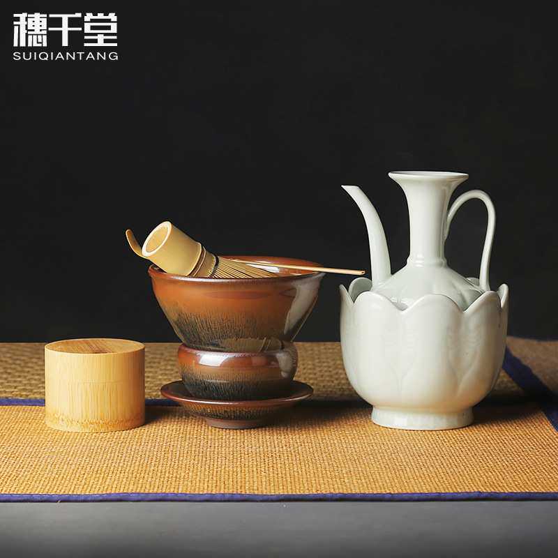 景德镇原产宋影青釉宋执壶点茶器温酒壶瓜楞壶金兔毫建盏抹茶碗