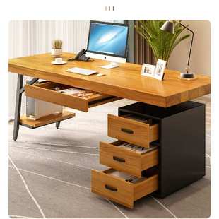 简约现代老板办公桌主管桌家用工作台实木电脑桌台式带抽屉员工桌