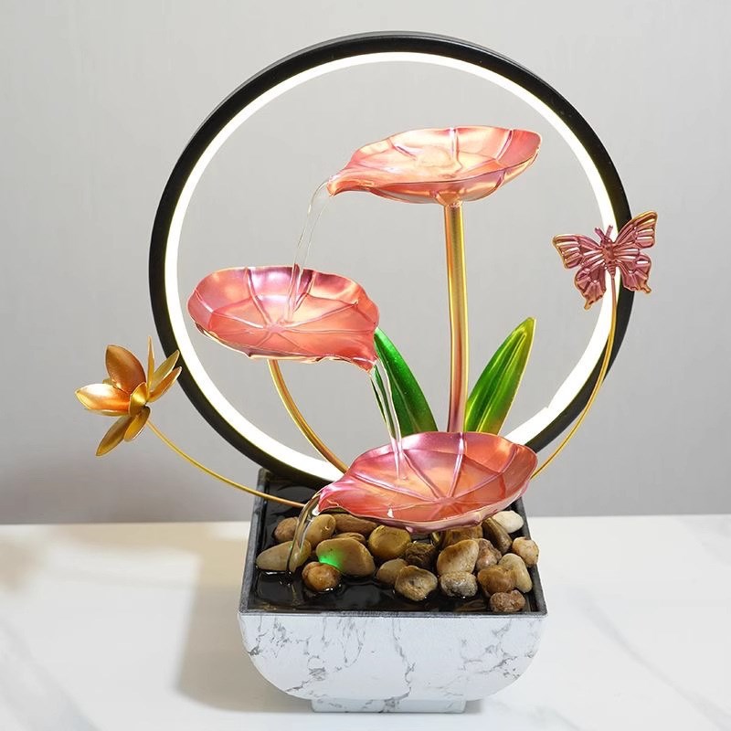 流水摆件循环水灯圈客厅家居软装店铺开业送礼P招财电视柜夜灯摆