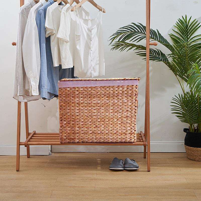 蒲草水葫芦草编织收纳筐带内衬储物篮手工编织筐服装店收纳