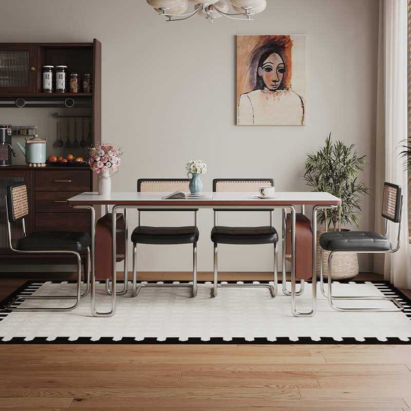 中古风实木岩板餐桌家用现代简约小户型不锈钢腿餐桌椅组合长方形,玩具/童车/益智/积木/模型,其它,淘宝优惠券,粉丝福利购,淘宝优惠卷