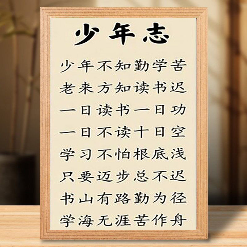 少年志书法家规家训励志画框