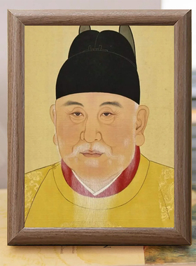 历史人物明朝开国皇帝朱元璋画像客厅木质相框摆台明太祖供奉摆件