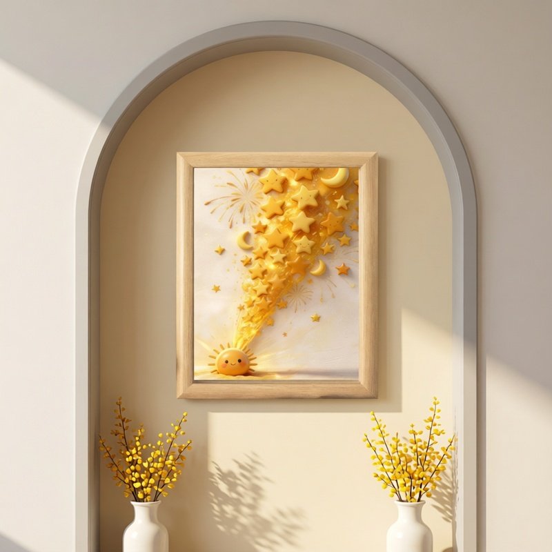 高能量治愈系金色星星木质相框摆台装饰画框桌面摆件高级感送礼物,家居饰品,相框/画框,淘宝优惠券,粉丝福利购,淘宝优惠卷