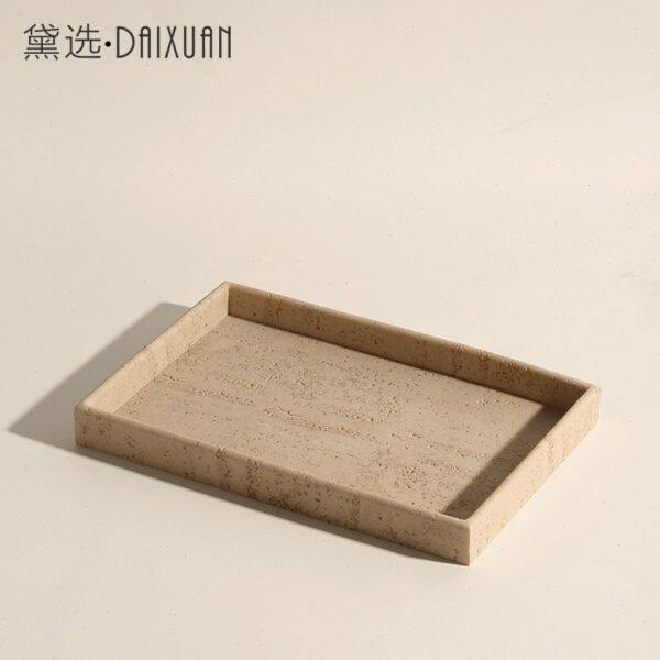 托盘长方形浴室置物架漱口杯洗漱台牙杯洞轻奢洗手台卫生间桌面石