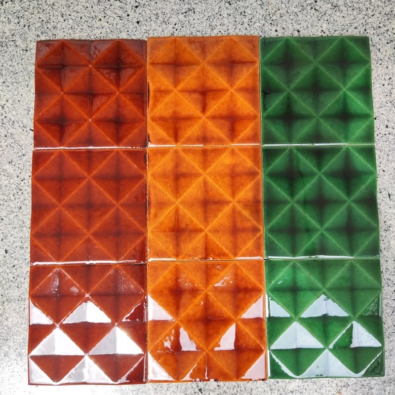 八十年代复古砖k绿色瓷砖立体面仿古砖墙砖10*10厘米