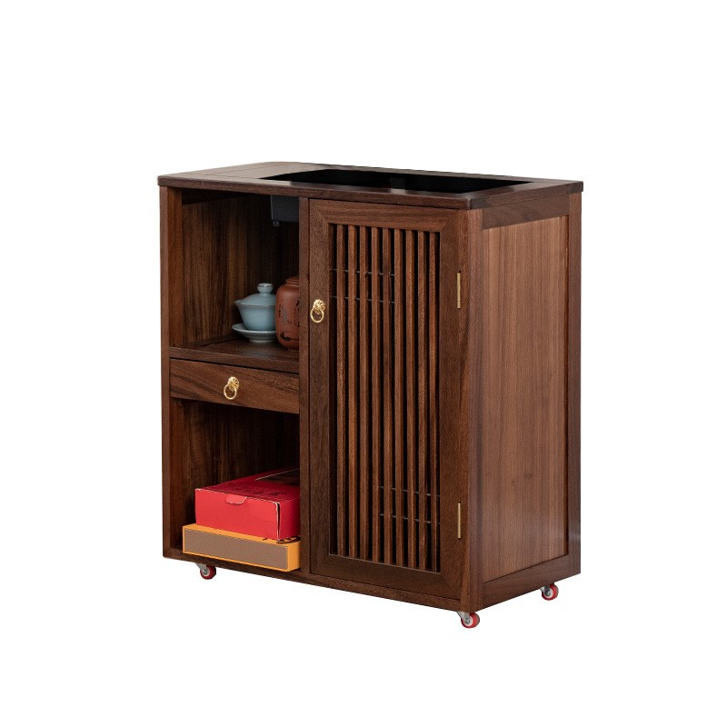 胡桃木实a木边几办公室大小型茶台可移动茶边柜家用阳台多功能茶