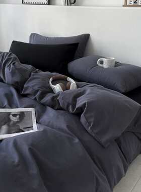 纯棉学生宿舍床上三件套0.9/1/1.2/1.35m简约蓝色全棉床单四件套