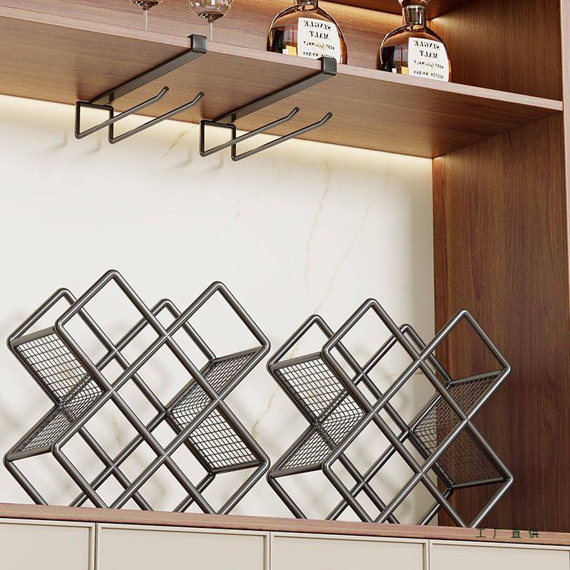 红酒架高级感轻奢酒柜红酒斜放置物架红酒杯摆件展示架创意酒托架