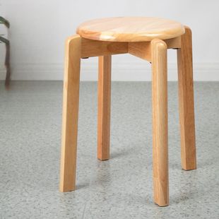 实木圆凳子可叠放原木板凳家用餐凳商用工厂凳学校培训饮食店熙唐