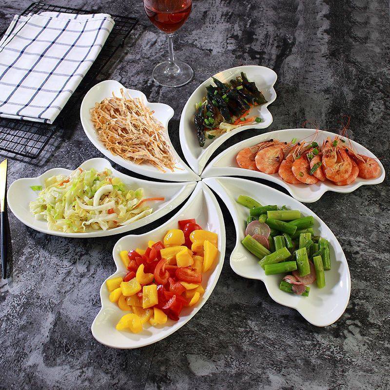 ぃ纯白陶瓷菜盘子商用餐厅酒店盘创意家用不规则微波炉盘子套装组