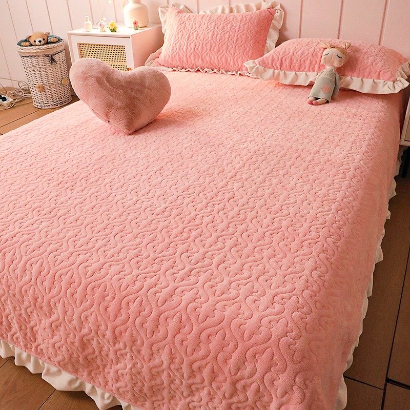 2025年冬季牛奶绒床盖单件榻榻米新款加厚防滑夹棉床单牛奶绒套件