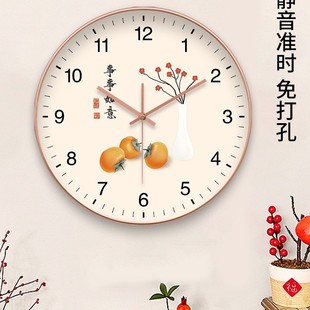 电波时钟挂钟静音大吉大利客厅圆形扫秒事事如意创意卧室钟表挂墙