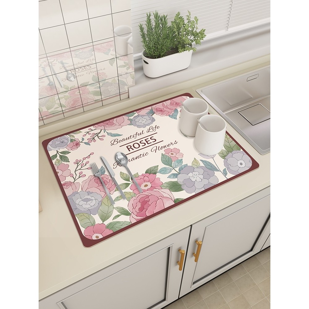 厨房沥水垫台面硅藻泥吸水垫碗碟控水垫咖啡机垫桌面隔热茶水垫子