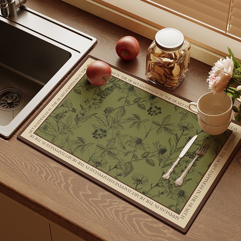 美式硅藻泥厨房台面沥水垫吸水速干咖啡机隔热垫多功能茶杯垫