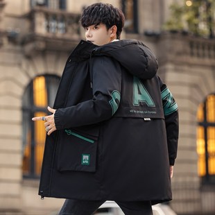 冬装羽绒棉服12岁男孩13青少年学生中长款棉衣外套15大童潮牌棉袄