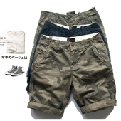 日系工装 阿美咔叽纯棉全棉斜纹布夏五分中裤 休闲迷彩短裤 潮男