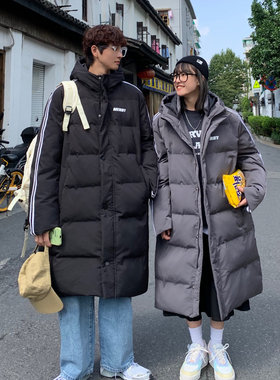 棉衣男中长款韩版潮流棉袄2021新款加厚过膝长棉服情侣装冬季外套