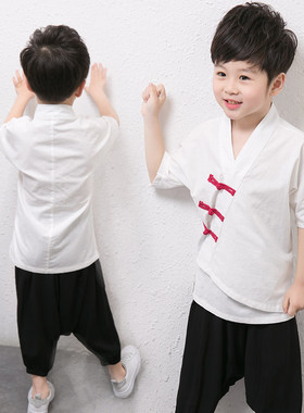 男女童复古唐装2023新款儿童纯棉汉服宝宝夏季民族风中式童装套装
