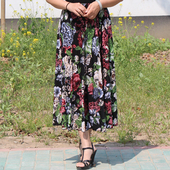 妈妈装 中老年女夏天半身裙奶奶装 冰丝裙长裙大码 松紧腰裙子跳舞裙