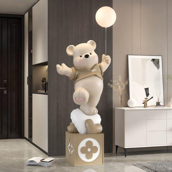 奶油风大型熊落地摆件客厅装饰电视柜沙发旁轻奢高档乔迁新居礼物,家居饰品,落地摆件,淘宝优惠券,粉丝福利购,淘宝优惠卷