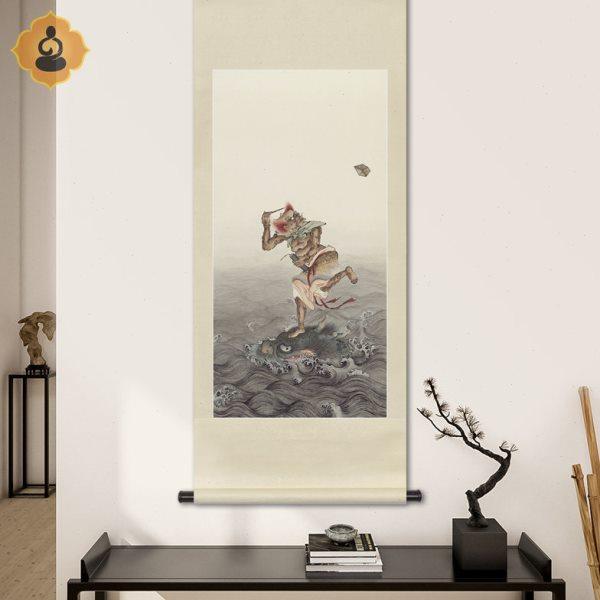 工笔神仙人物国画魁星点状元玄关书房新中式装饰画轴卷轴画框挂画,家居饰品,国画,淘宝优惠券,粉丝福利购,淘宝优惠卷