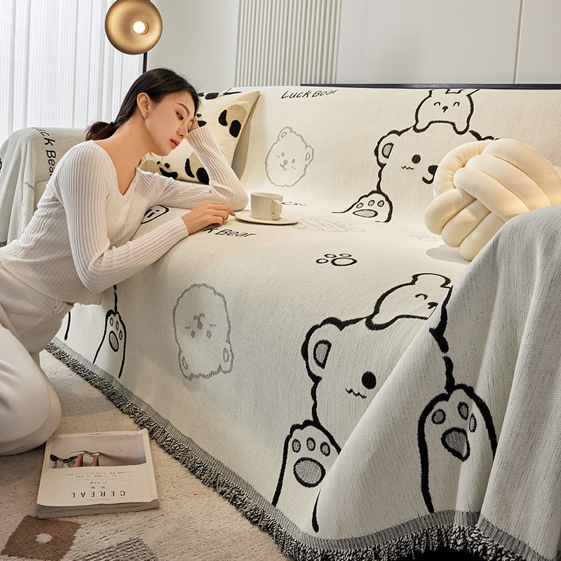 2025新款f四季通用沙发盖巾高级感奶油风沙发套罩防猫抓全包盖毯