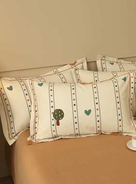 新款冬季加厚喷气全棉磨毛枕罩学生单人单枕套家用一对装48*74cm