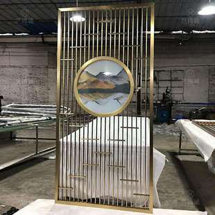 现代轻奢家用客厅进门屏风样式家具装饰移动不锈钢客餐厅屏风隔断