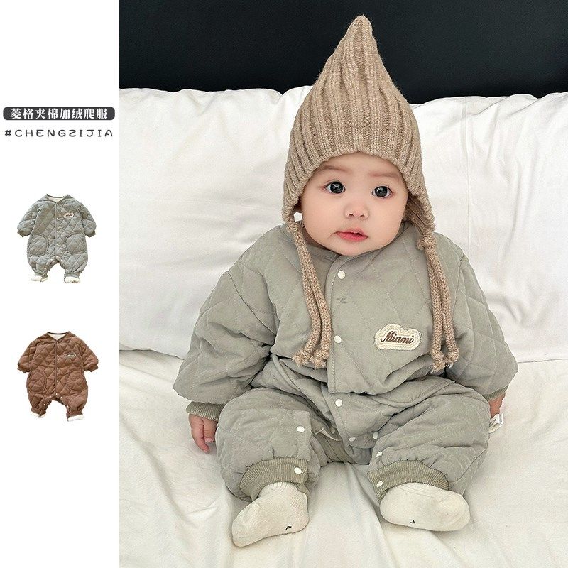 婴幼儿冬季夹棉连体衣保暖棉服男宝宝加绒外出哈衣女宝宝保暖爬服,童装/婴儿装/亲子装,连身衣/爬服/哈衣,淘宝优惠券,粉丝福利购,淘宝优惠卷