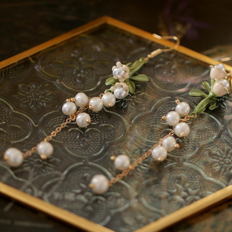 小众设计感铃兰植物耳坠 森系复古珍珠流苏长款耳环文艺超仙耳饰,饰品/流行首饰/时尚饰品新,耳环,淘宝优惠券,粉丝福利购,淘宝优惠卷