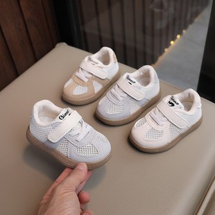 宝宝学步鞋夏季男童1到3岁德训鞋板鞋网鞋网面透气软底婴儿鞋子女