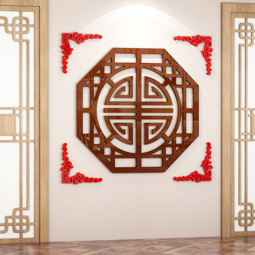 新中式客厅墙面装饰创意3d立体亚克力饭店餐厅电视背景墙国风布置